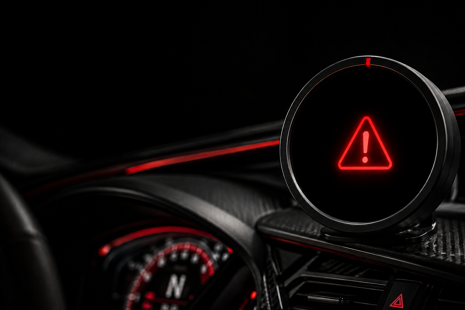 SMNGauge warning alert in a performance-car cockpit